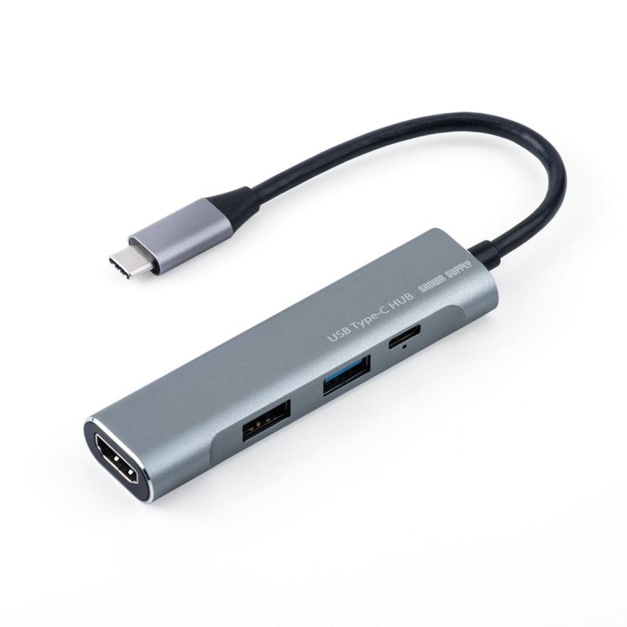 USB ハブ Type-C HDMI出力 4K USB-C タイプC PD充電 60W対応 4K/30Hz対応 MacBook iPad Pro Nintendo Switch 任天堂 スイッチ 対応 400-HUB086｜sanwadirect｜02