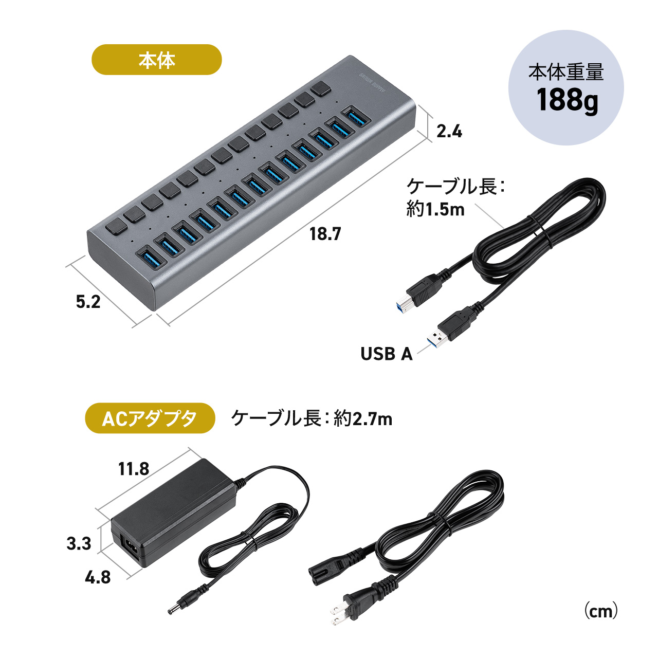 SANWA SUPPLY（サンワサプライ） USBハブ 13ポート ACアダプタ付