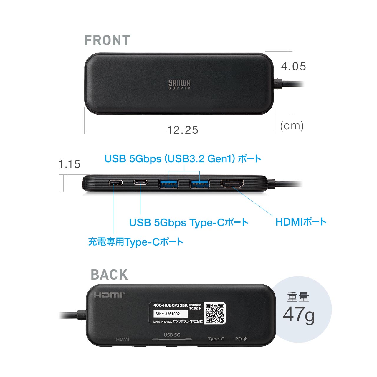 たくとさん専用品 USBハブ SANWA SUPPLY（サンワサプライ） USBハブ USB-C USB Type-C PD100W