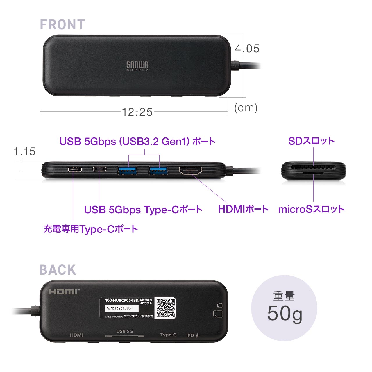 SANWA SUPPLY（サンワサプライ） USBハブ USB-C USB Type-C PD100W