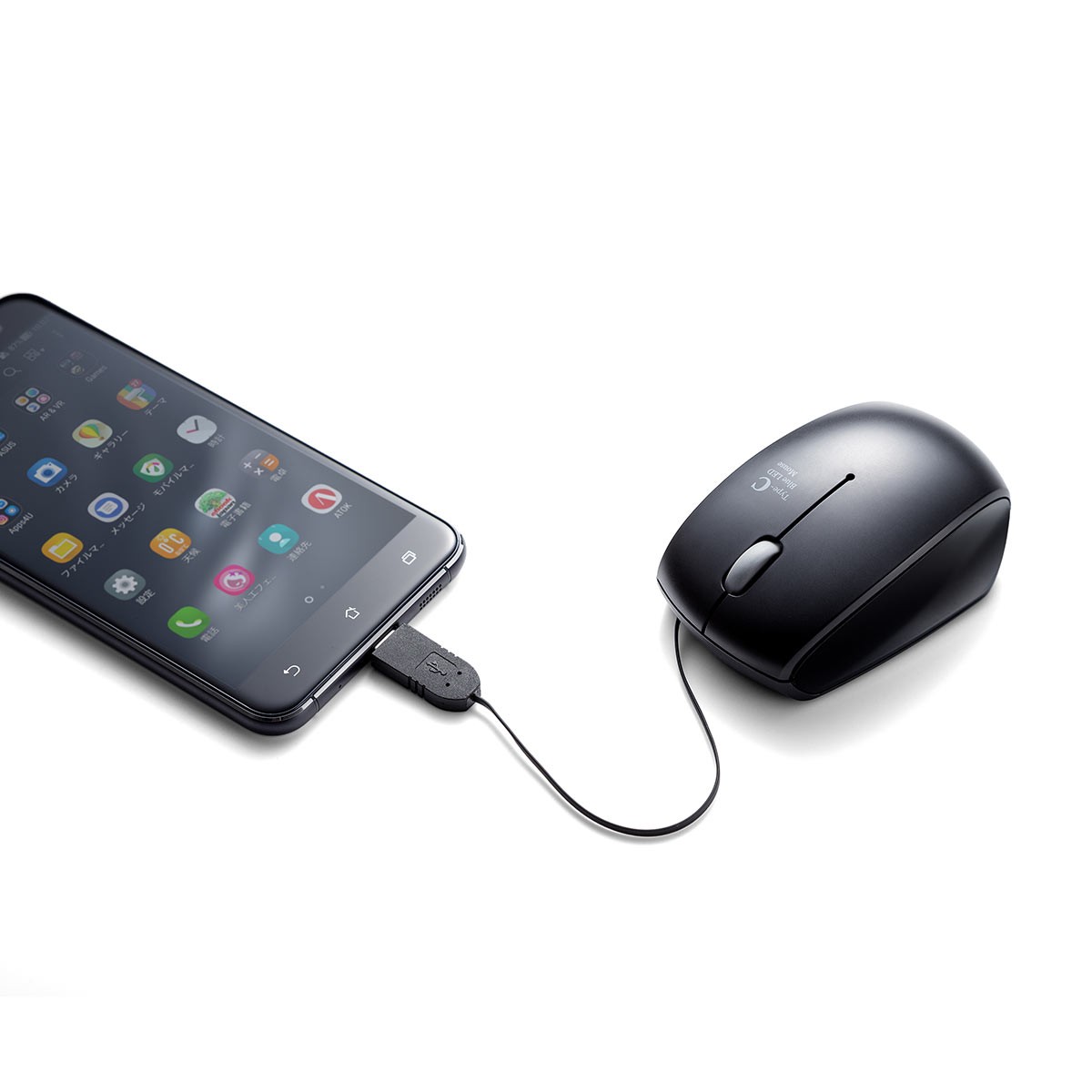 マウス 巻取り 巻き取り 有線 USB Type-c ケーブル ブルーLED 小型 スマホ Android 3ボタン 400-MA100｜sanwadirect｜16