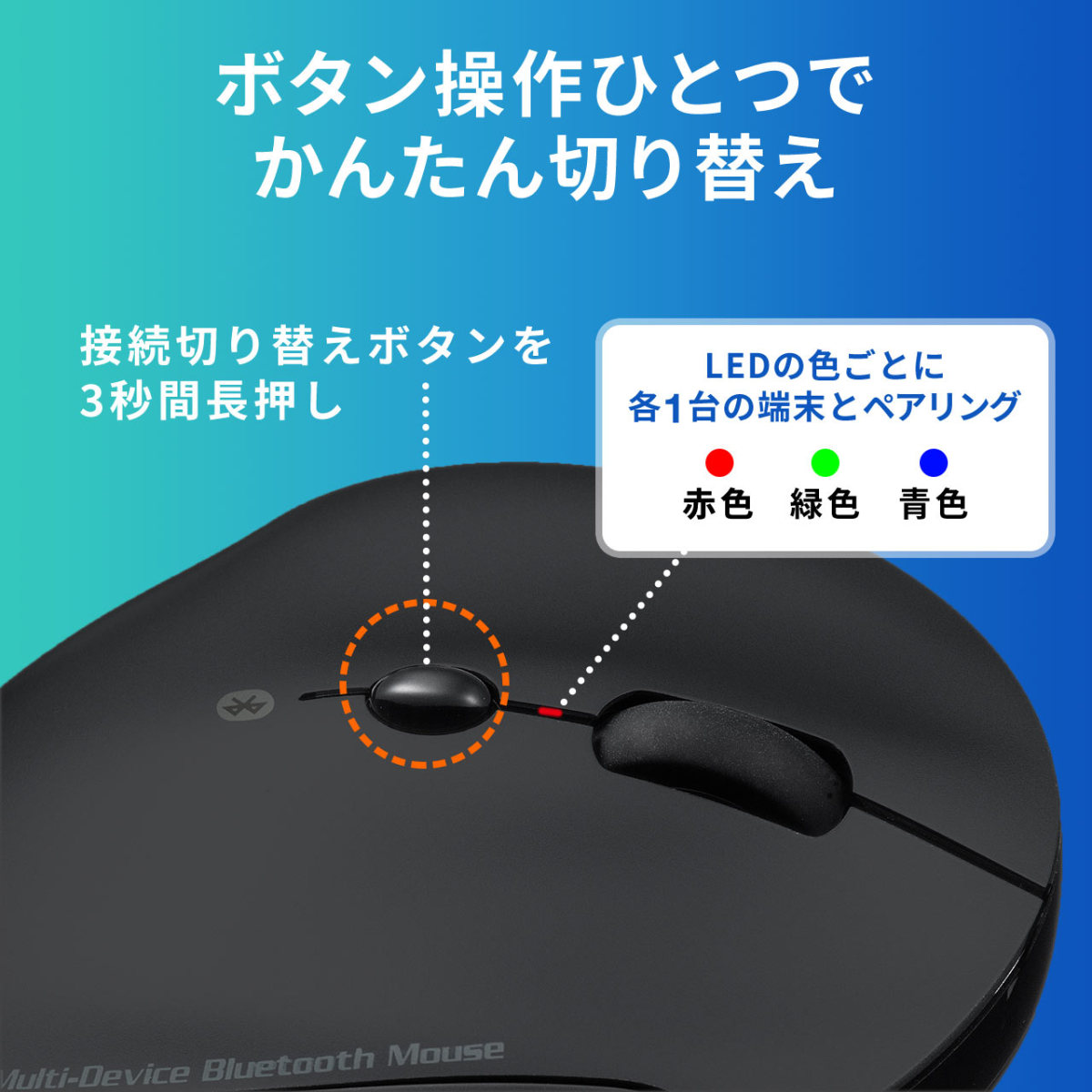 マウス Bluetooth 無線 エルゴノミクス ワイヤレスマウス エルゴマウス 充電式 マルチペアリング 静音ボタン ブラック ブルートゥース 縦型 400-MABT127｜sanwadirect｜03
