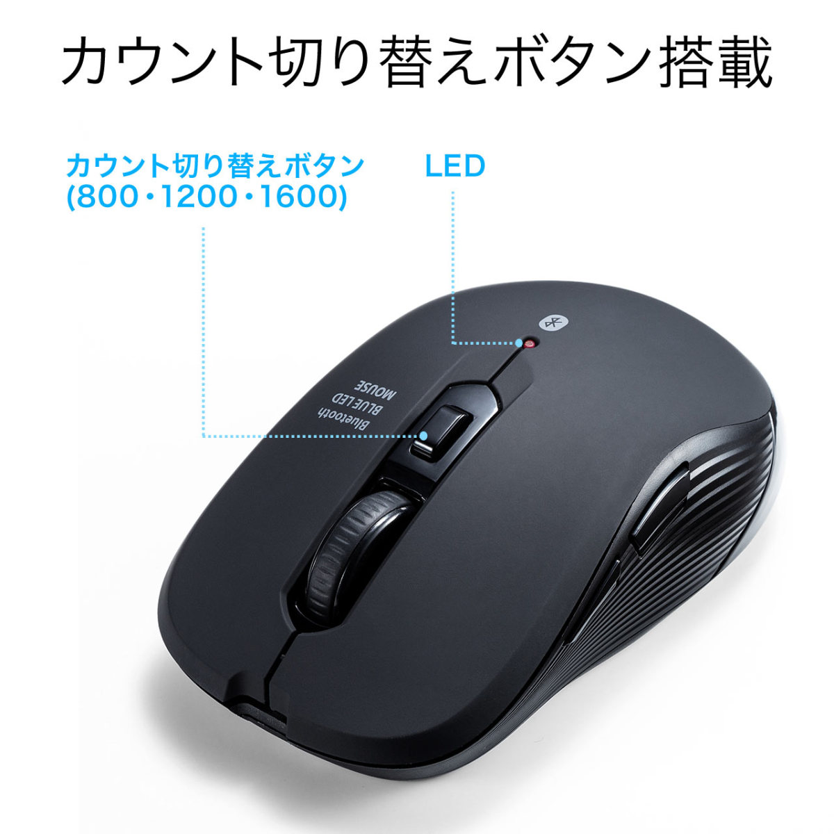 マウス Bluetoothマウス ワイヤレスマウス ブルーLEDセンサー 無線 5ボタン カウント切り替え iPadOS対応 400-MABT158｜sanwadirect｜11