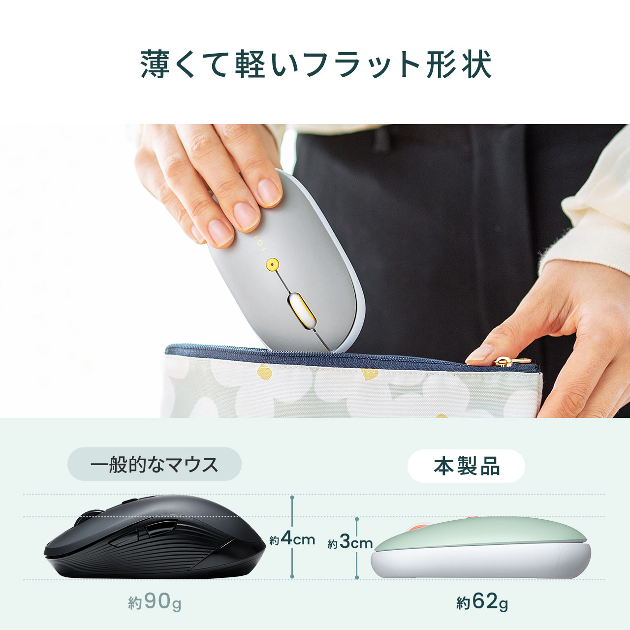 Bluetoothマウス 薄型  静音 マルチペアリング 高速充電 Type-C 充電式 かわいい おしゃれ ワイヤレス 無線 軽い フラット 400-MABT178｜sanwadirect｜08