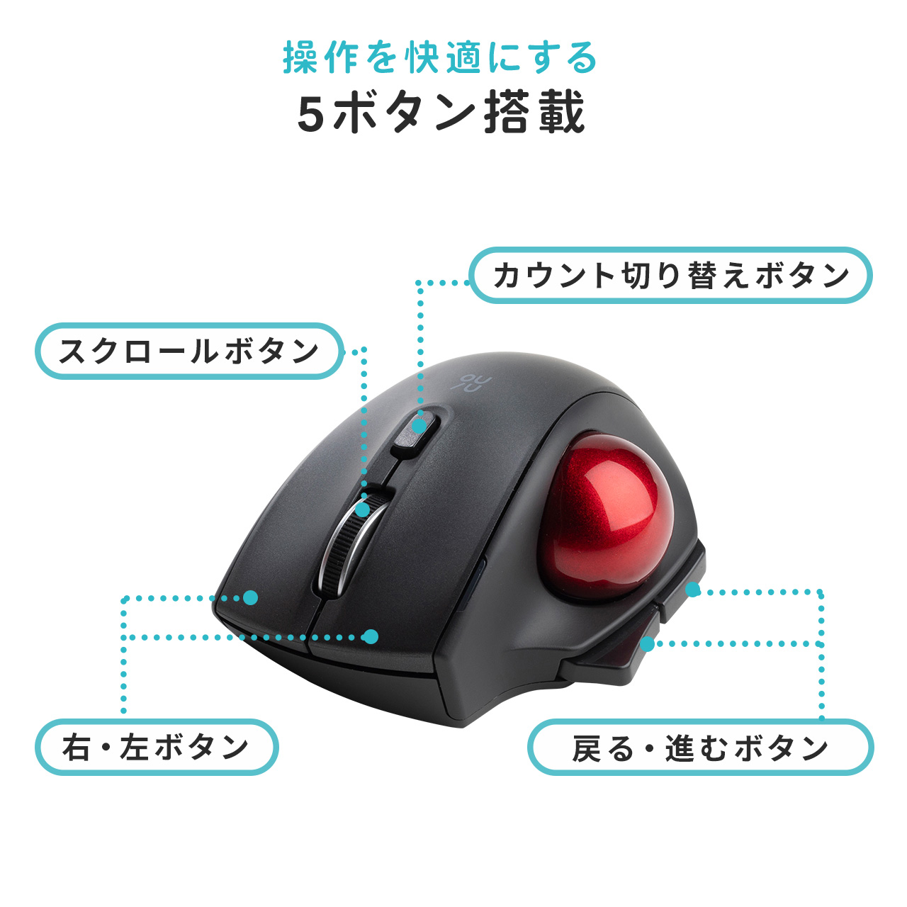 Nakabayashi トラックボール ホワイト ワイヤレス USB 5ボタン 光学式 