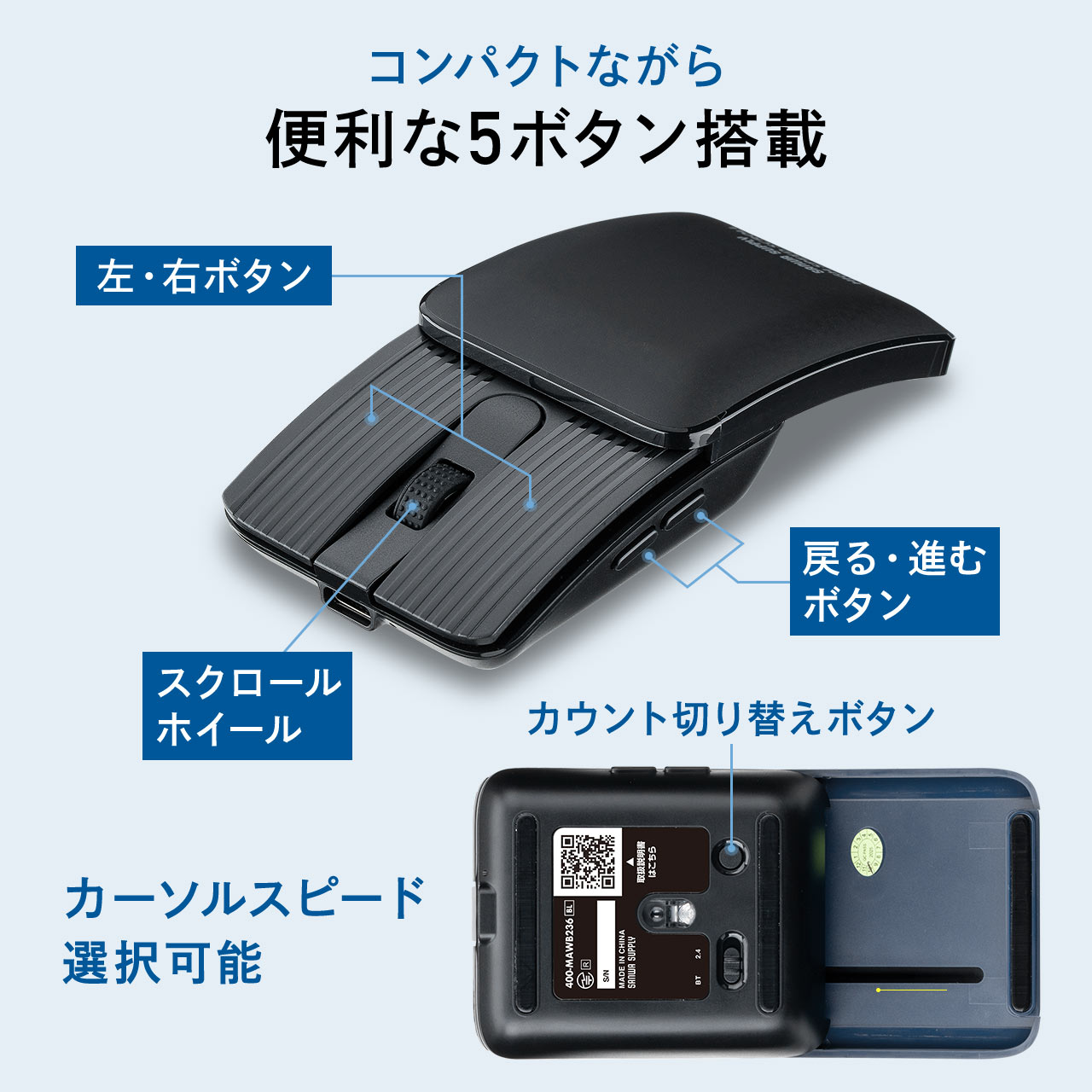 SANWA SUPPLY（サンワサプライ） 薄型マウス スライドカバー Bluetooth