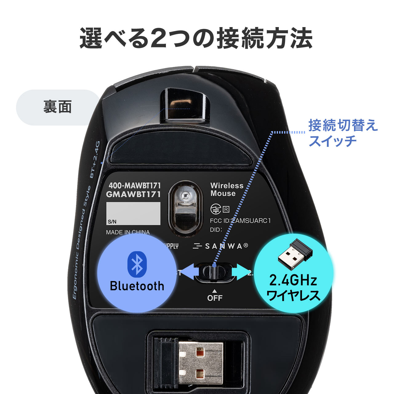 マウス Bluetooth エルゴノミクスマウス 2.4GHzワイヤレス 充電式 9