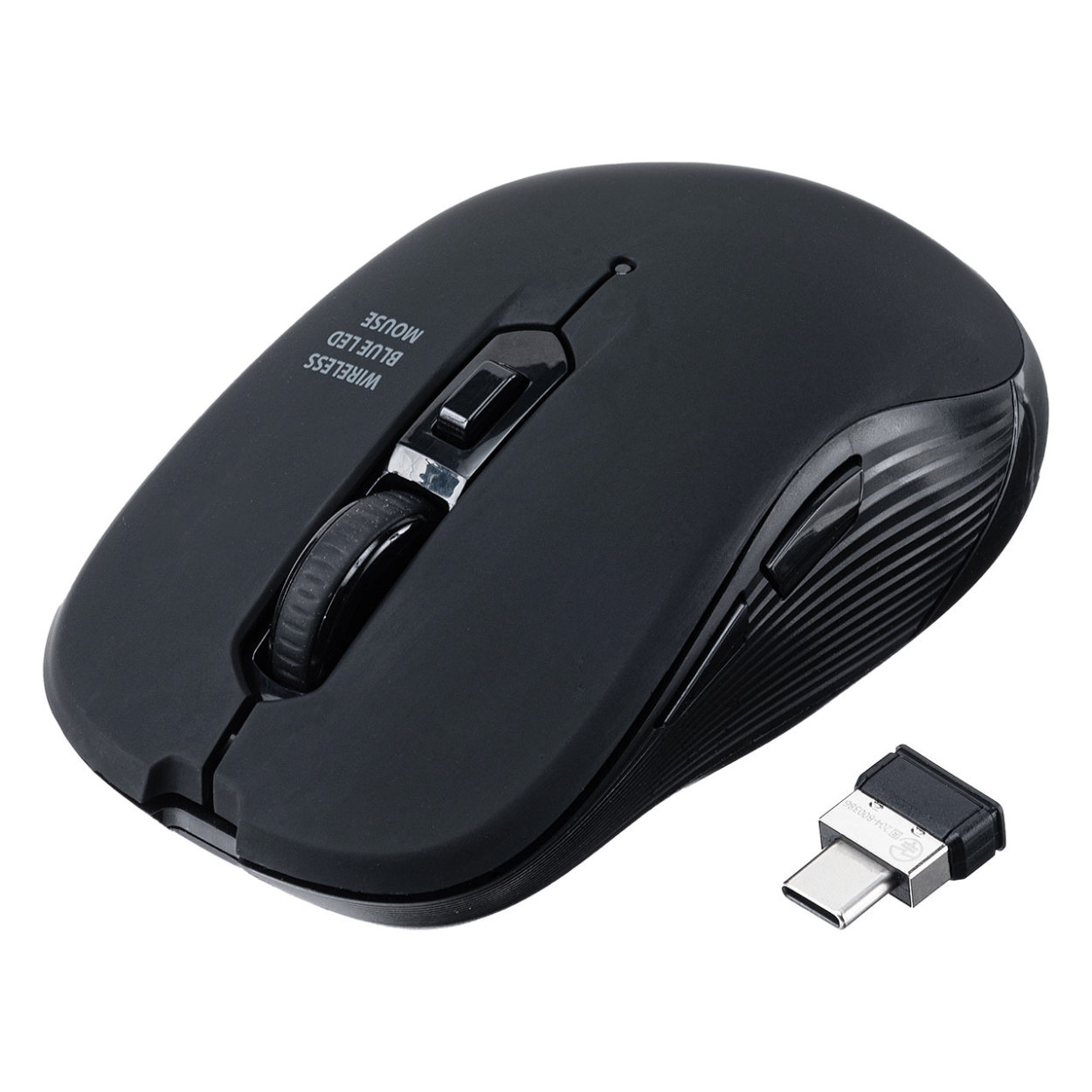 マウス 無線 ワイヤレスマウス Type-C タイプC USB-C ブルーLED 5ボタン パソコン iPad Windows Mac Android ブラック 400-MAWC097