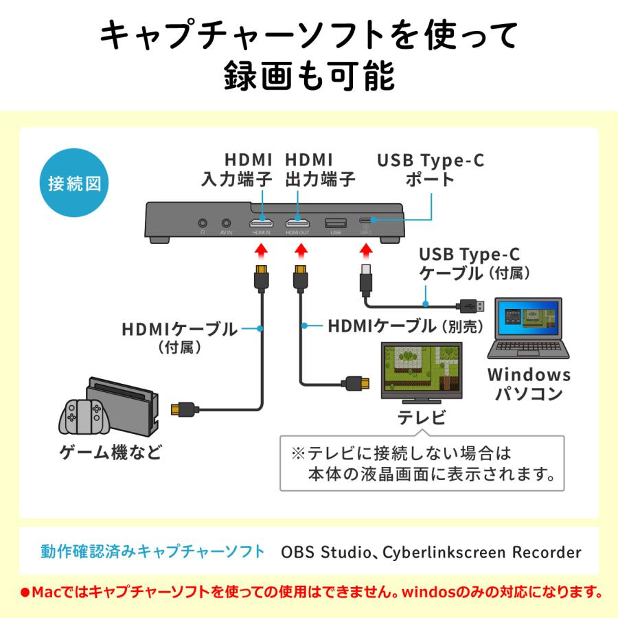ビデオキャプチャー キャプチャーボード ゲームキャプチャー pc不要 デジタル保存 HDMI接続 テープダビング モニター確認 USB/SD保存 HDMI出力 400-MEDI034｜sanwadirect｜07