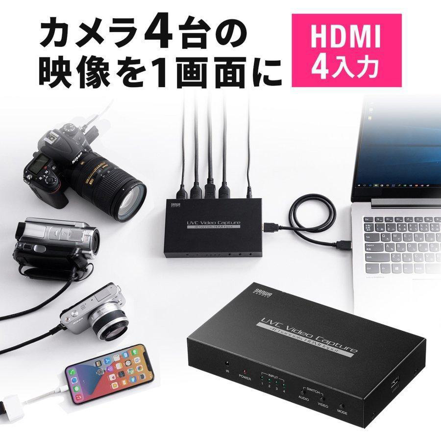 USB-HDMIカメラアダプタ WEBカメラ 4入力・1出力 4分割表示対応 HDMI出力 UVC対応 Zoom Skype Windows Mac 400-MEDI038