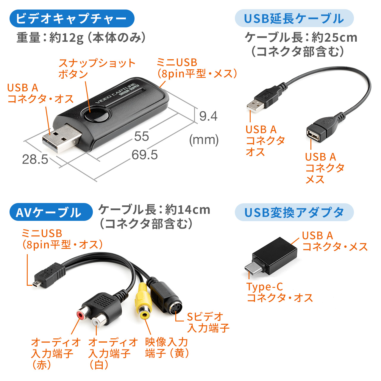 USBビデオキャプチャー デジタル変換 ケーブル Windows Mac対応 ビデオテープ VHS 8mmビデオテープ 簡単 かんたん  ビデオをデータ化 パソコンに保存 400-MEDI039