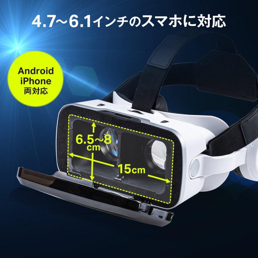 VRゴーグル VRヘッドセット コントローラー一体型 Bluetoothコントローラー スマートフォン iPhone 動画視聴 ヘッドマウント 400-MEDIVR8｜sanwadirect｜10