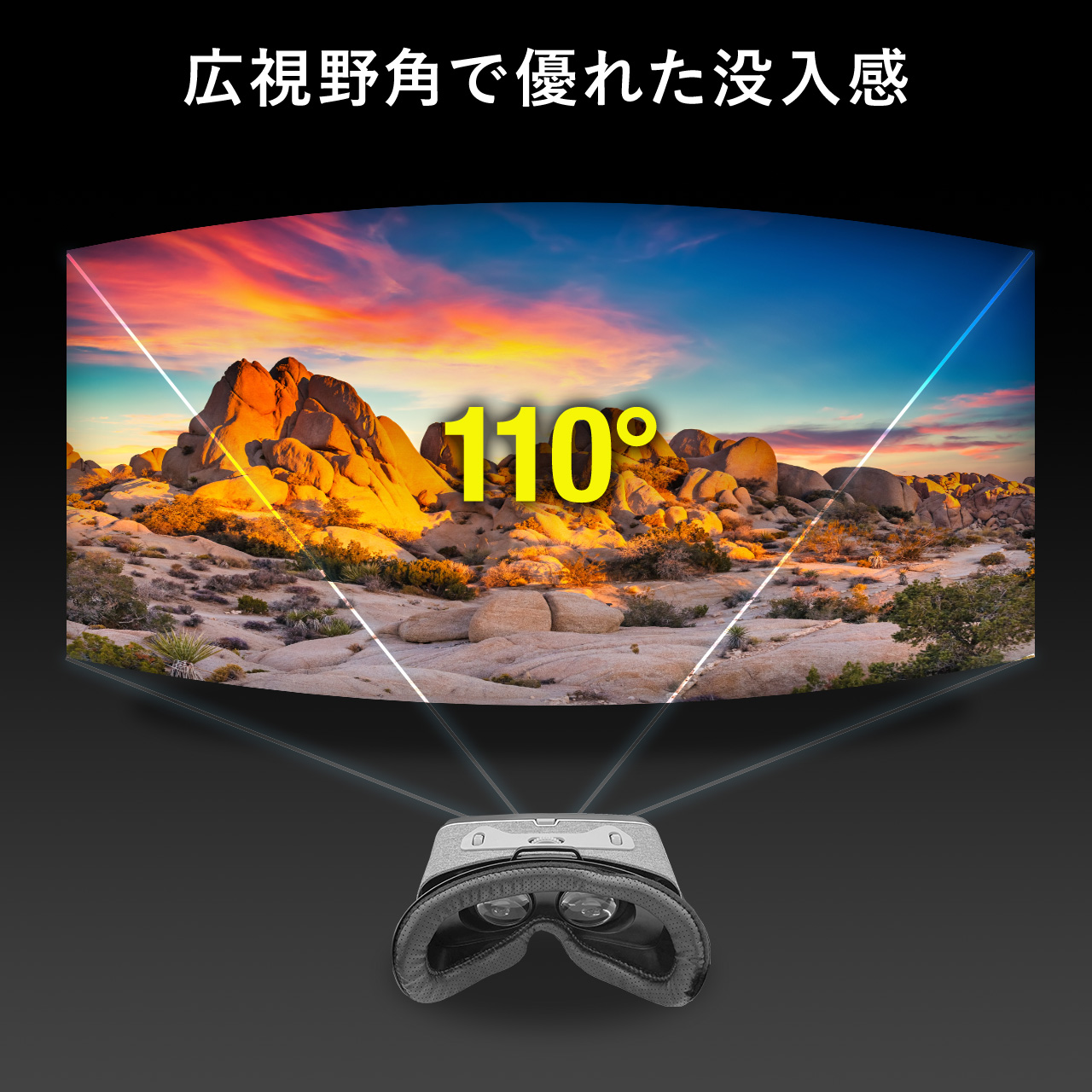 VRゴーグル スマホ バーチャルゴーグル ヘッドマウントディスプレイ メガネ対応 スマホ用 スマートフォン iPhone Android VRメガネ 400-MEDIVR9｜sanwadirect｜06