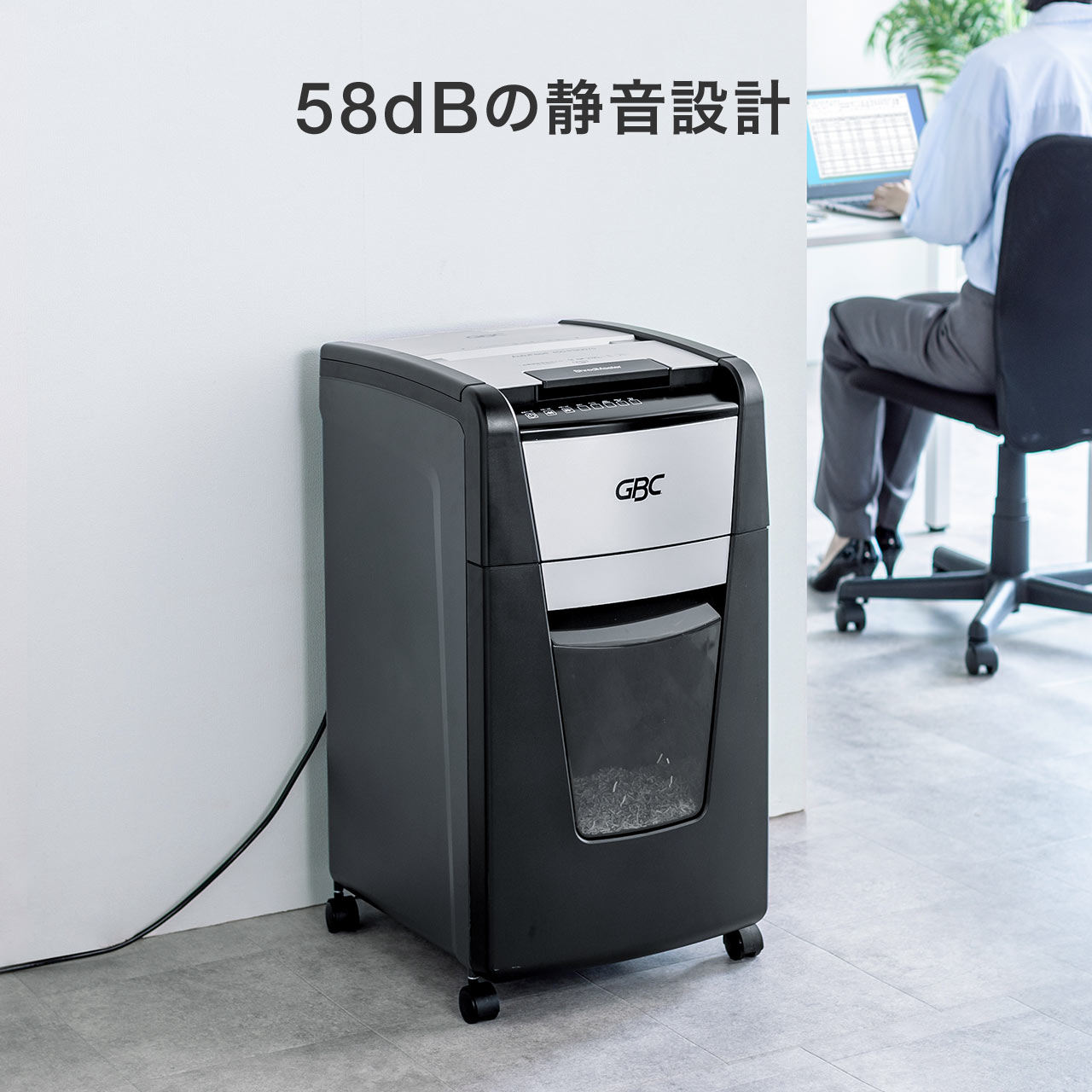 オートフィード シュレッダー 業務用 シュレッター 自動 細断 静音 大容量 60L マイクロカット 230枚 連続使用30分 ホッチキス カード 手差し 対応 400-PSD070｜sanwadirect｜09