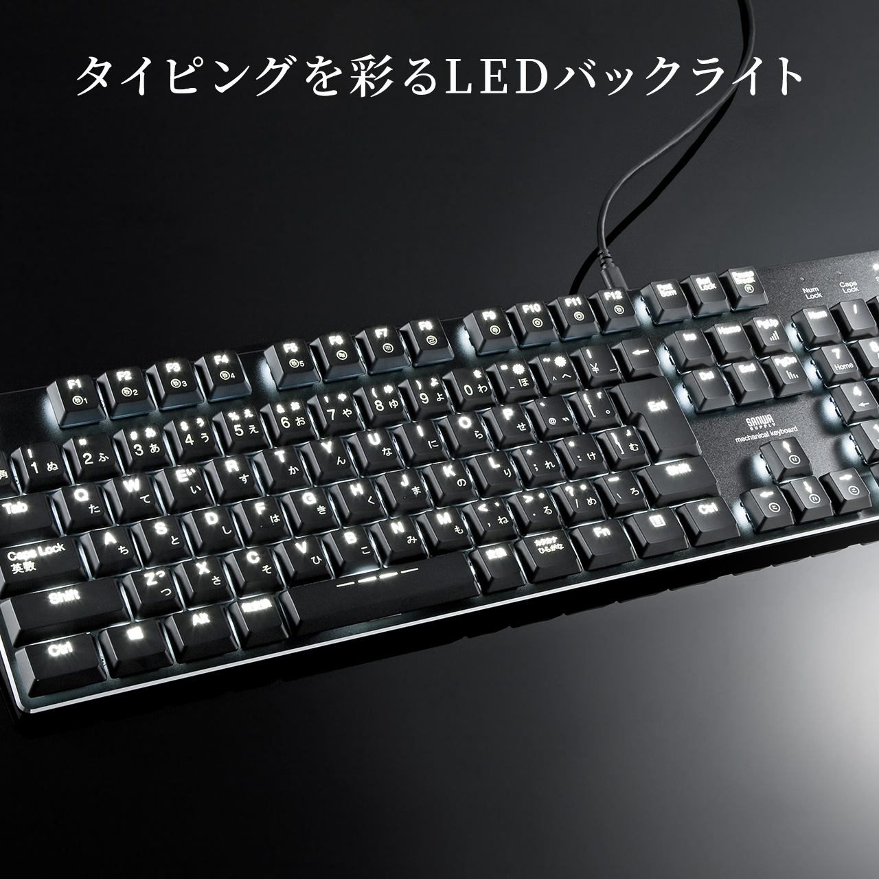 キーボード メカニカル USB接続 有線 ゲーミング 赤軸 青軸 PC LED搭載 テンキー付き 400-SKB056｜sanwadirect｜11