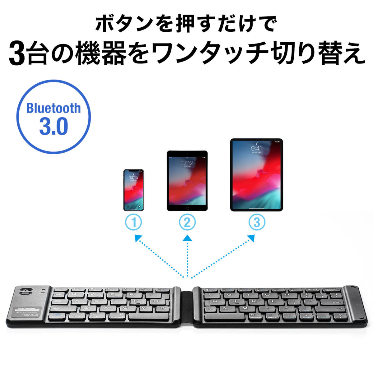 iClever キーボード 折り畳み Bluetooth ワイヤレス モバイルキーボード タッチパッド付き マルチペアリング ブルートゥース5.1 USB ipad ミニキーボ
