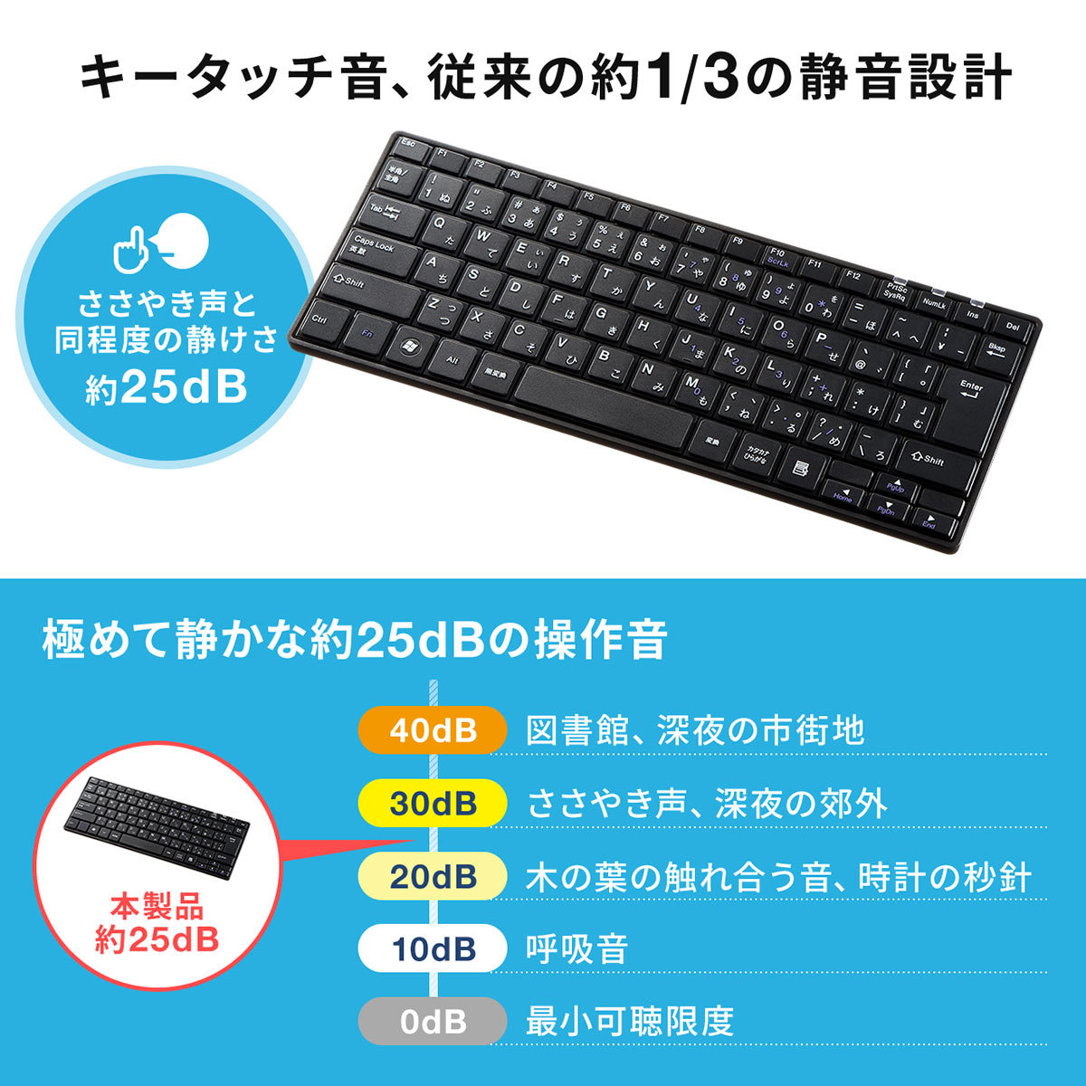 キーボード Bluetooth 静音 スリム 充電式 無線 コンパクト 薄型 小型 :400-SKB069:サンワダイレクト - 通販 -  Yahoo!ショッピング