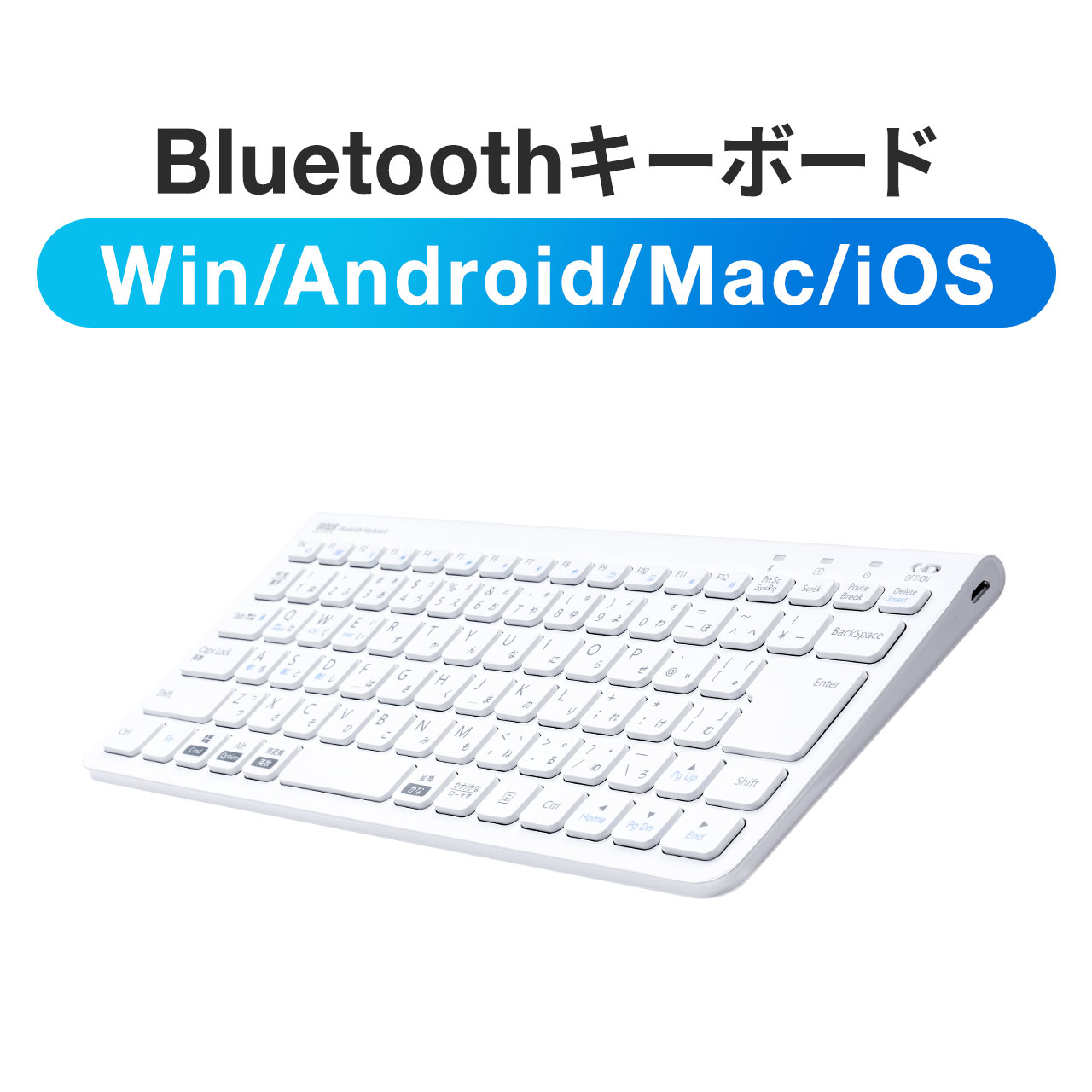 キーボード Bluetooth ワイヤレス 無線 充電式 薄型 軽量 マルチペアリング Windows macOS iOS iPad Android テンキーレス パンタグラフ 400-SKB073｜sanwadirect