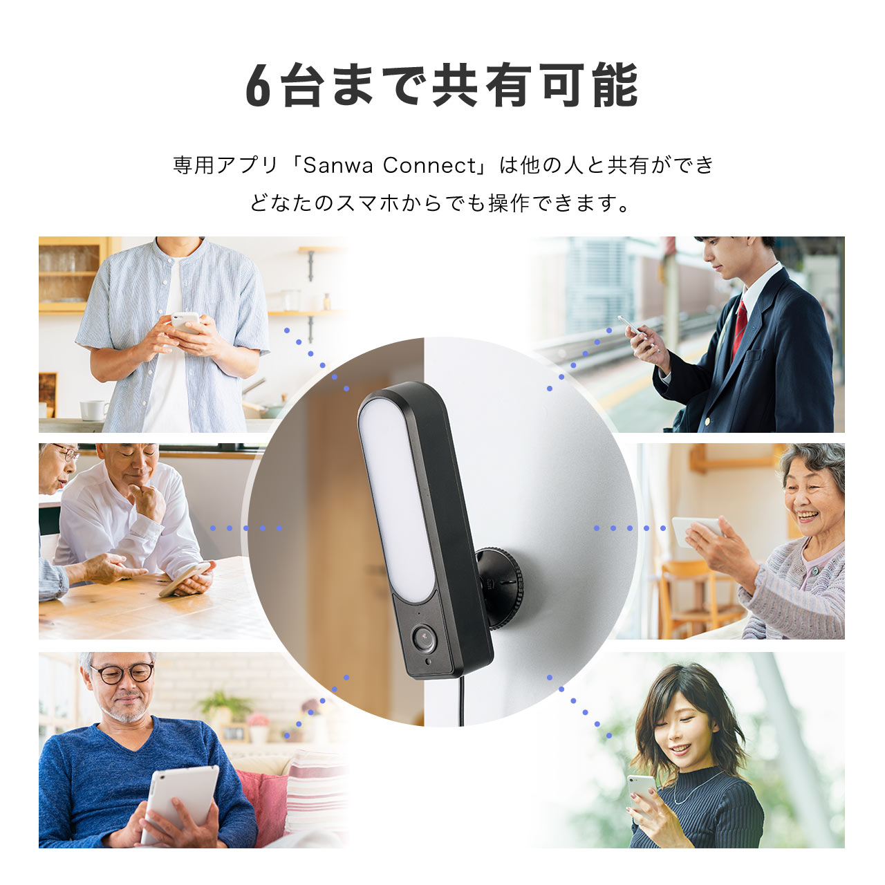 防犯カメラ 屋外 室内 家庭用 ワイヤレス IP65 センサーライト 人感センサー 無線 録画 スマホ LED付 Wi-Fi 防犯 ペット 夜間撮影 動体検知 400-SSA011 | SANWA SUPPLY | 10