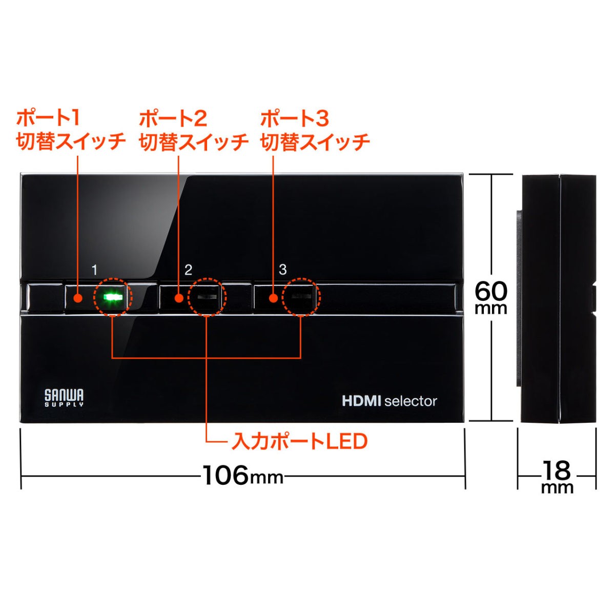 HDMI切替器 HDMIセレクター 手動切替 3入力1出力 電源不要 400-SW018｜sanwadirect｜10