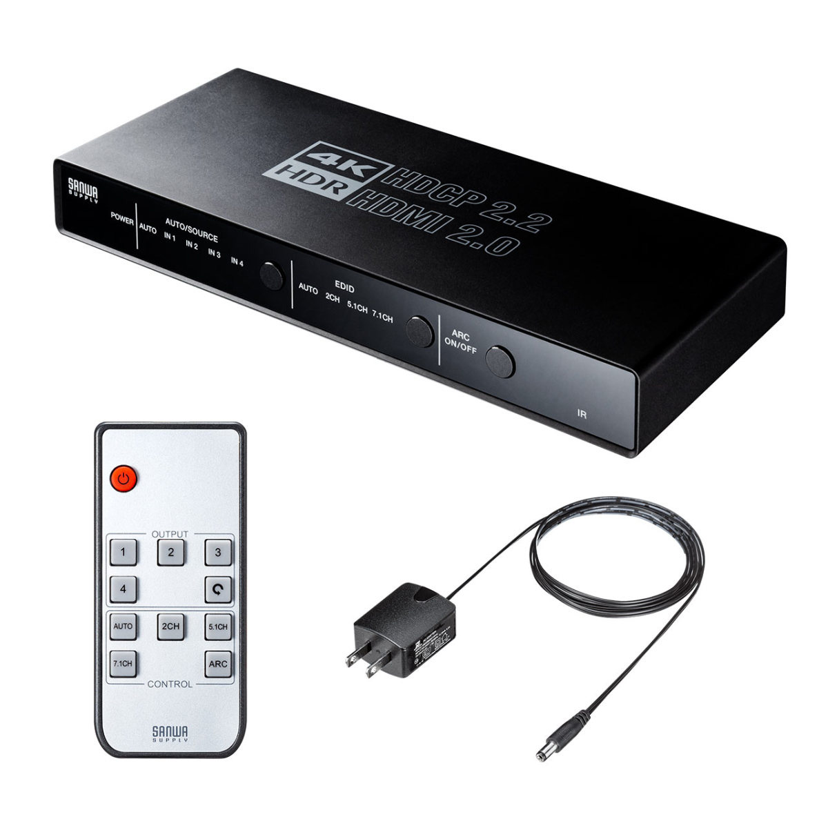 HDMI 切替器 セレクター 4入力1出力 ARC 4K 60Hz HDR HDCP2.2 光デジタル リモコン付き 手動 自動 切り替え 切替 選べる パソコン テレビ PS5 400-SW033｜sanwadirect｜19