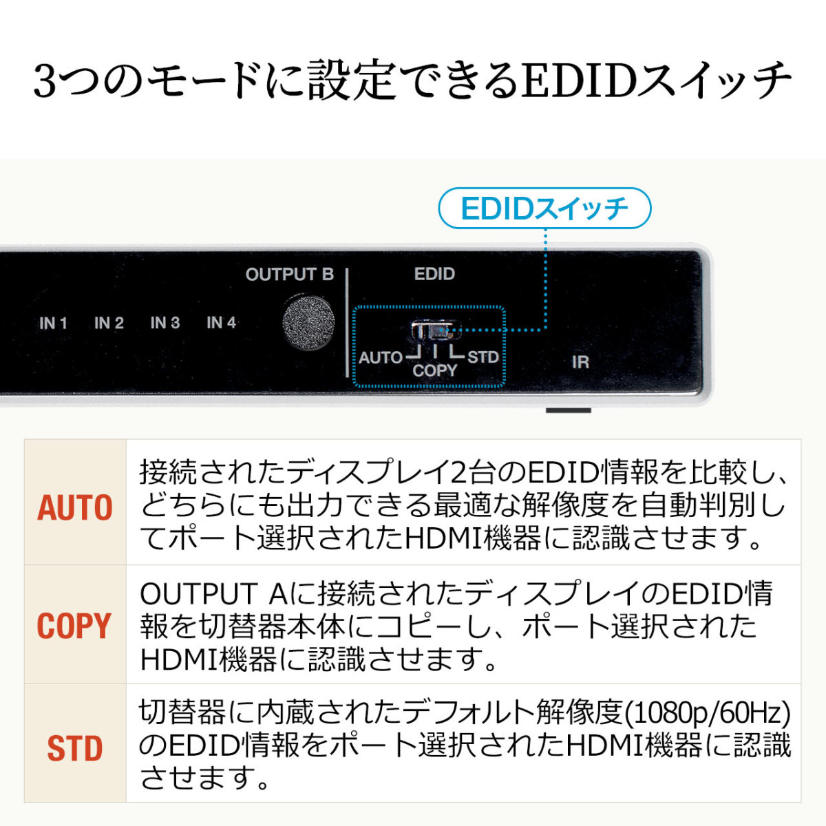 HDMIセレクター HDMI切替器 HDMI分配器 マトリックス切替器 4入力2出力 4K 高画質 高解像度 60Hz HDR HDCP2.2 光デジタル リモコン付き PS5対応 400-SW039｜sanwadirect｜12