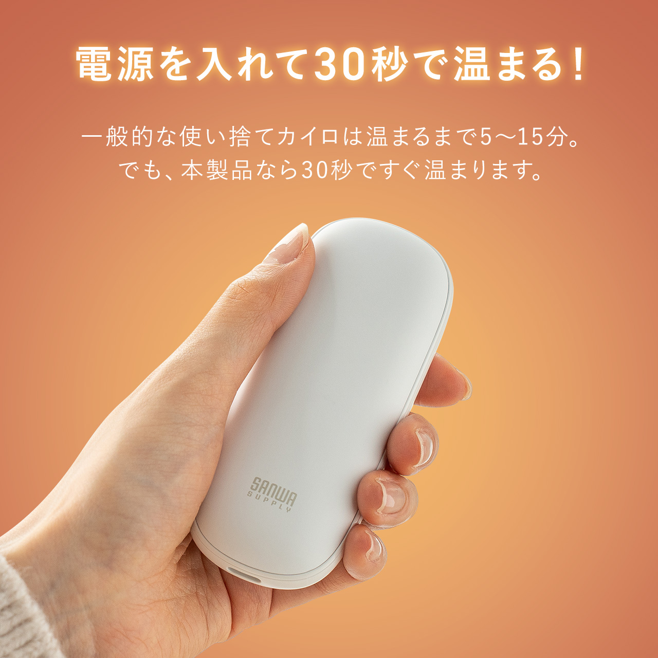 SANWA SUPPLY（サンワサプライ） 充電式カイロ 急速発熱 3段階温度調整
