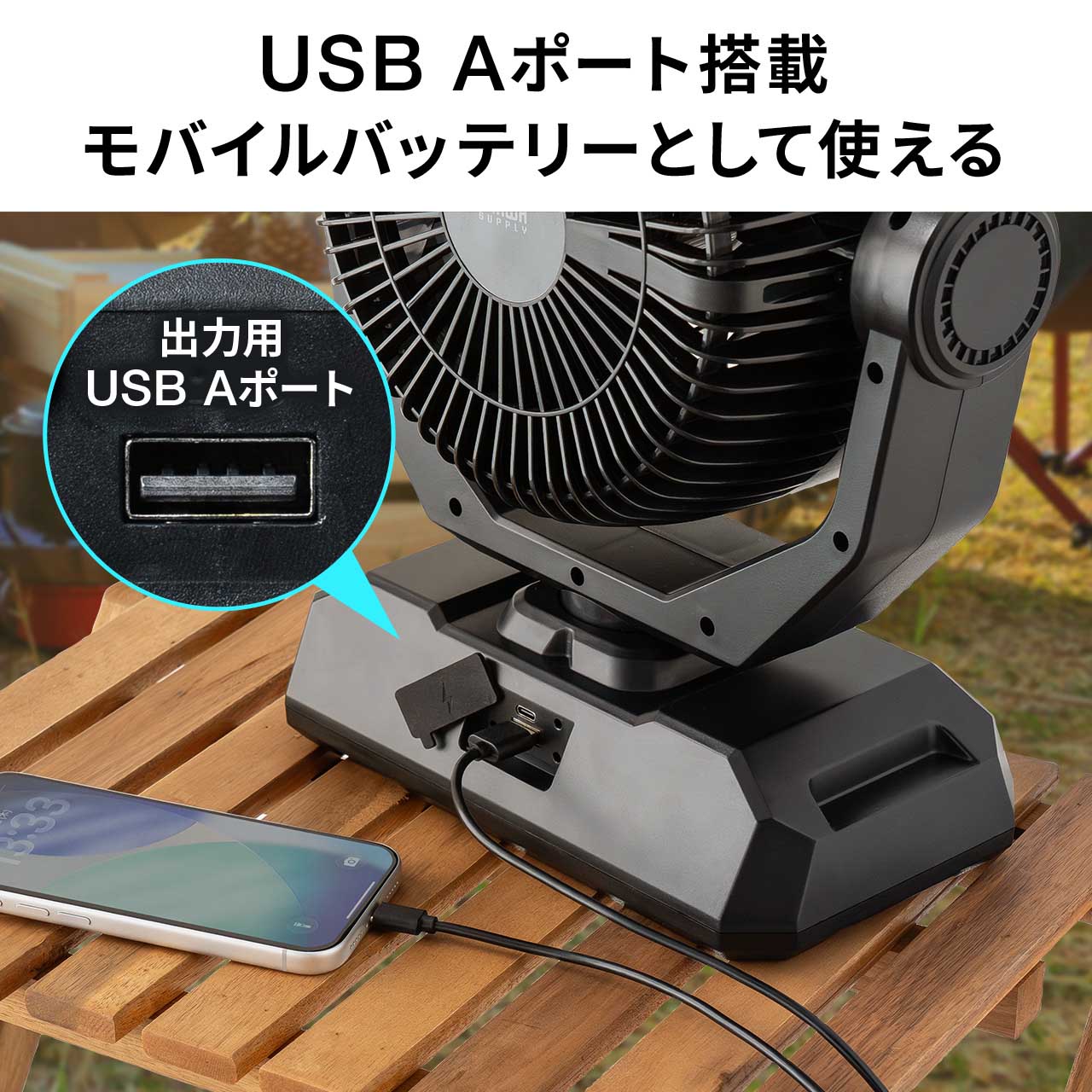 未使用品　MUSTEＭ ポータブル扇風機　E908B バッテリー式　USB充電 SANWA SUPPLY（サンワサプライ） ミストファン ノズル噴射式 扇風機 8L