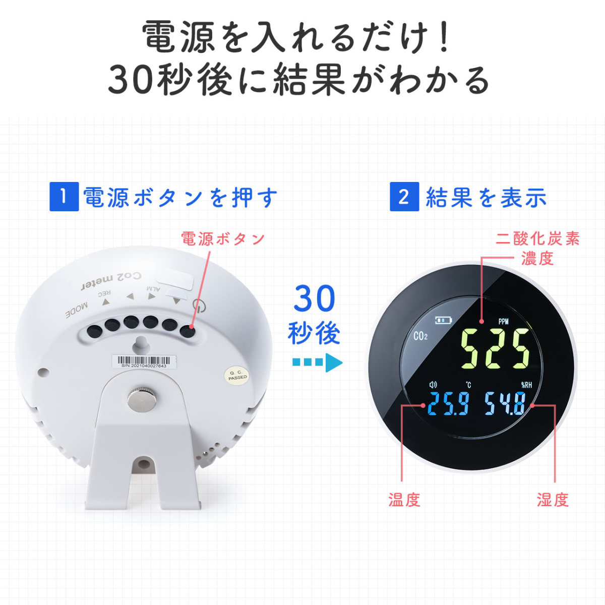 二酸化炭素 濃度計 測定器 モニター 濃度測定器 コロナ対策 CO2 充電式