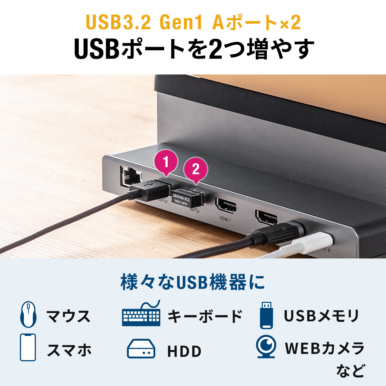 ドッキングステーション HDMI 2つ 2ポート 4K/60Hz USB Type-C PD100W対応 スタンド型 クラムシェル ノートパソコンスタンド LAN ポート 拡張 増設 400-VGA018｜sanwadirect｜13