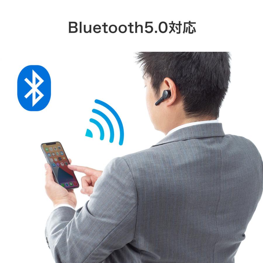 ヘッドセット Bluetooth ワイヤレス マイク付き 片耳 小型 PC 車 在宅勤務 通話 WEB会議 zoom ブルートゥース ワイヤレスヘッドセット 401-BTMH001BK｜sanwadirect｜10