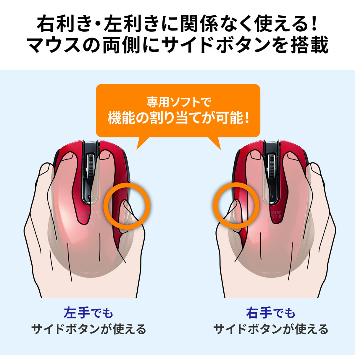 Bluetoothマウス 小型マウス ブルーled 左右対称 5ボタン サイドボタン ボタン割り当て サンワダイレクト 通販 Paypayモール