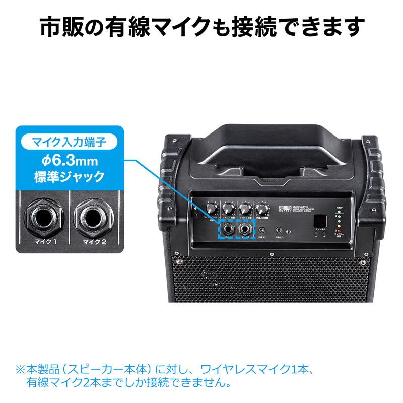 拡声器 ワイヤレスマイク 大音量60W出力 マイク２本付属（ワイヤレス