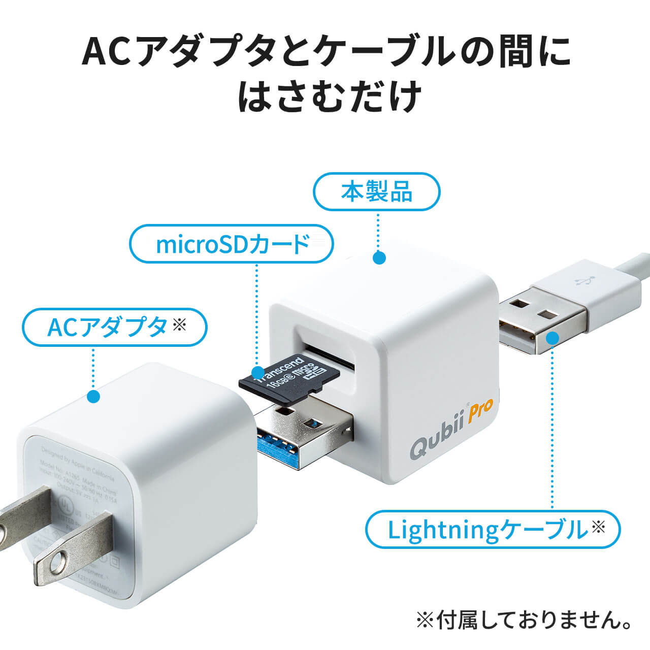 iPhone バックアップ 自動 Qubii Pro iPhone カードリーダー データ保存 microSDカード付属 iPad 充電 USB3.1 Gen1 256GB TS256GUSD300S-A 402-ADRIP011256｜sanwadirect｜08