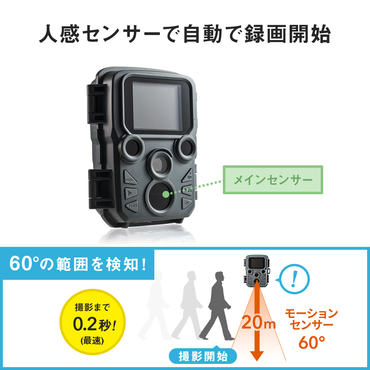 SANWA SUPPLY 防犯カメラ トレイルカメラ＋256GB microSDXC