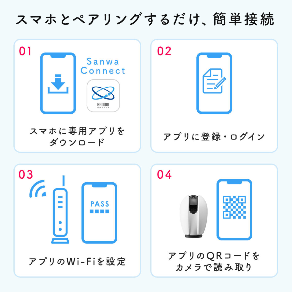 ネットワークカメラ  屋内 防犯カメラ 見守りカメラ 自動追尾 Wi-Fi ベビーモニター ペットカメラ +128GBmicroSDカードのセット TS128GUSD350V 402-SSA003NSET1 | SANWA SUPPLY | 06