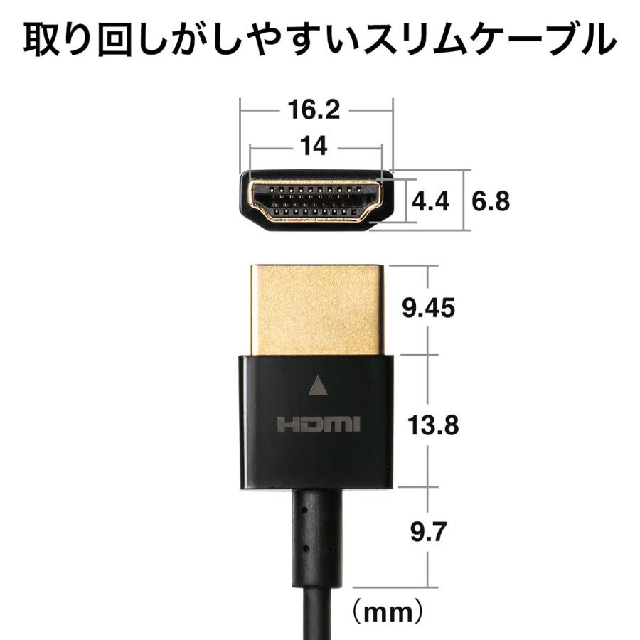 HDMIケーブル 1.5m スリム 4K/30Hz PS4 対応 XboxOne PS4 500-HD022-15｜sanwadirect｜02