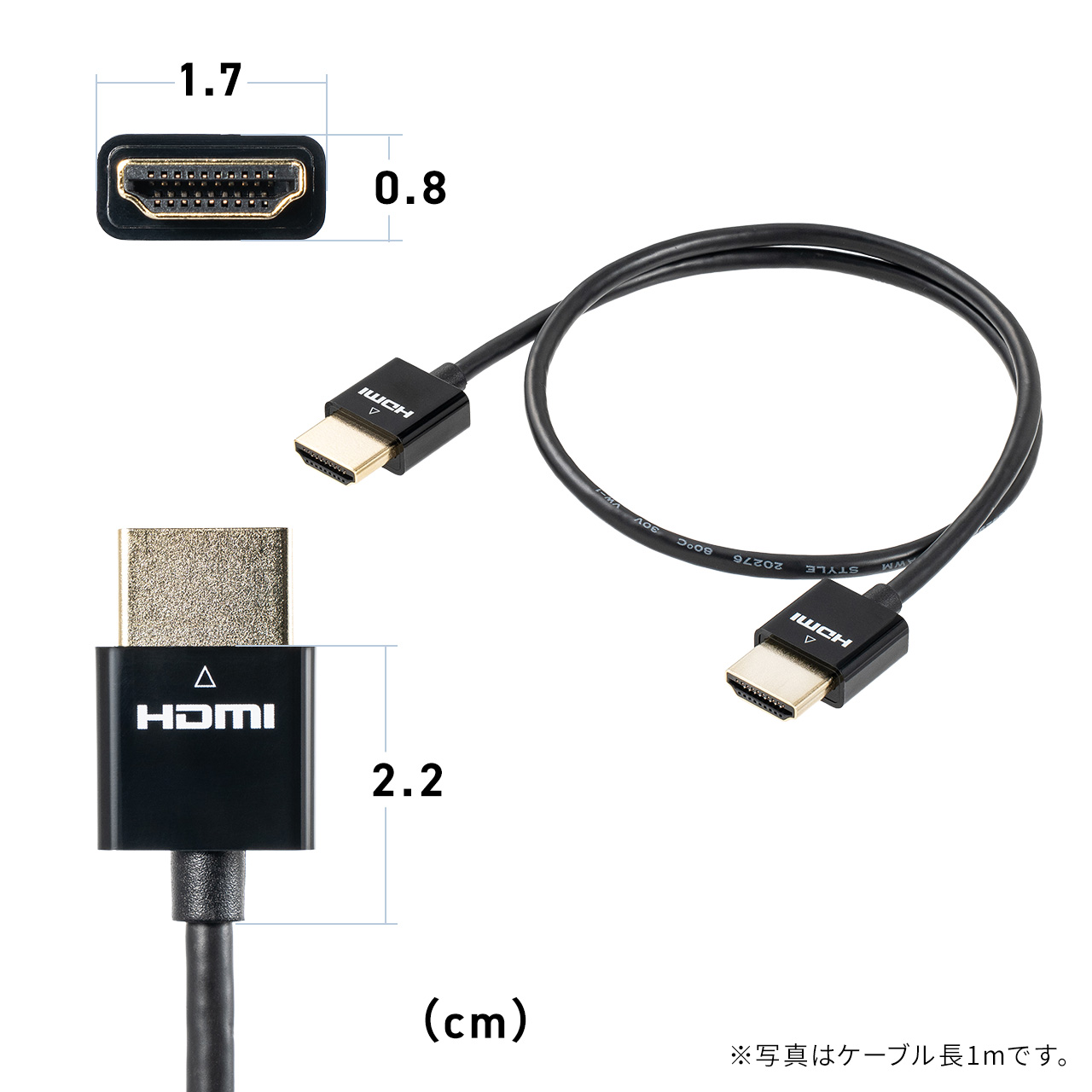 SANWA SUPPLY（サンワサプライ） HDMIケーブル 0.5m 50cm スリム 極細