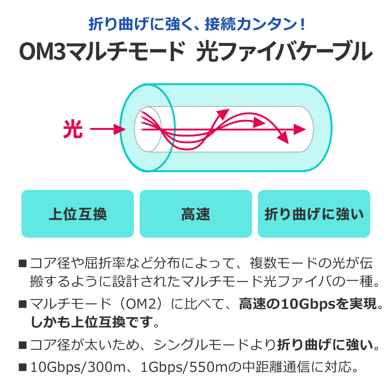 SANWA SUPPLY 光ファイバケーブル 光ファイバー OM3 10GBASE-SR