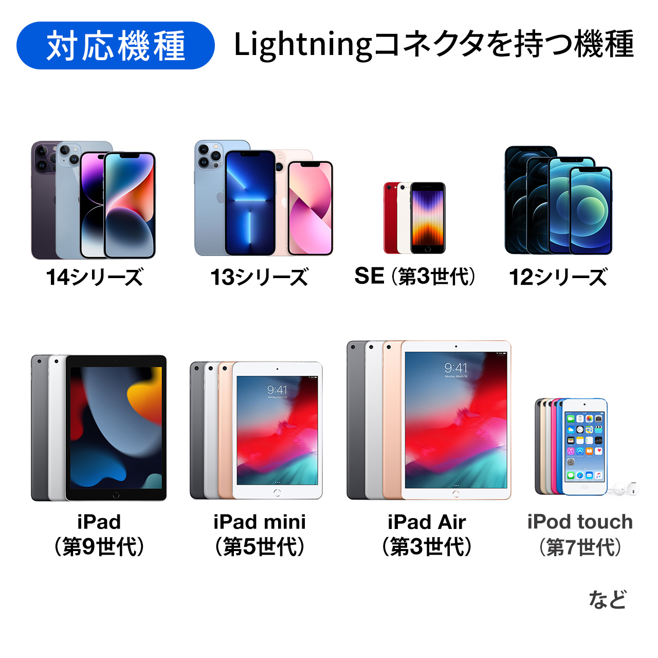 ライトニングケーブル 充電器 iPhone iPad Lightning 12cm MFi認証品 充電 充電ケーブル 500-IPLM010WK2｜sanwadirect｜02