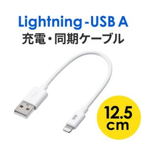 ライトニングケーブル 充電器 iPhone iPad Lightning 12cm MFi認証品 充電 充電ケーブル 500-IPLM010WK2