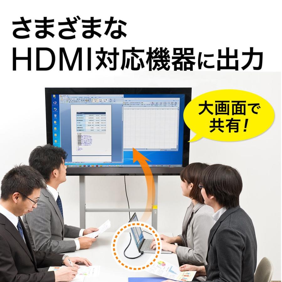 HDMI 変換 ケーブル DisplayPort HDMI 変換ケーブル ディスプレイポート 5m 500-KC021-5｜sanwadirect｜04