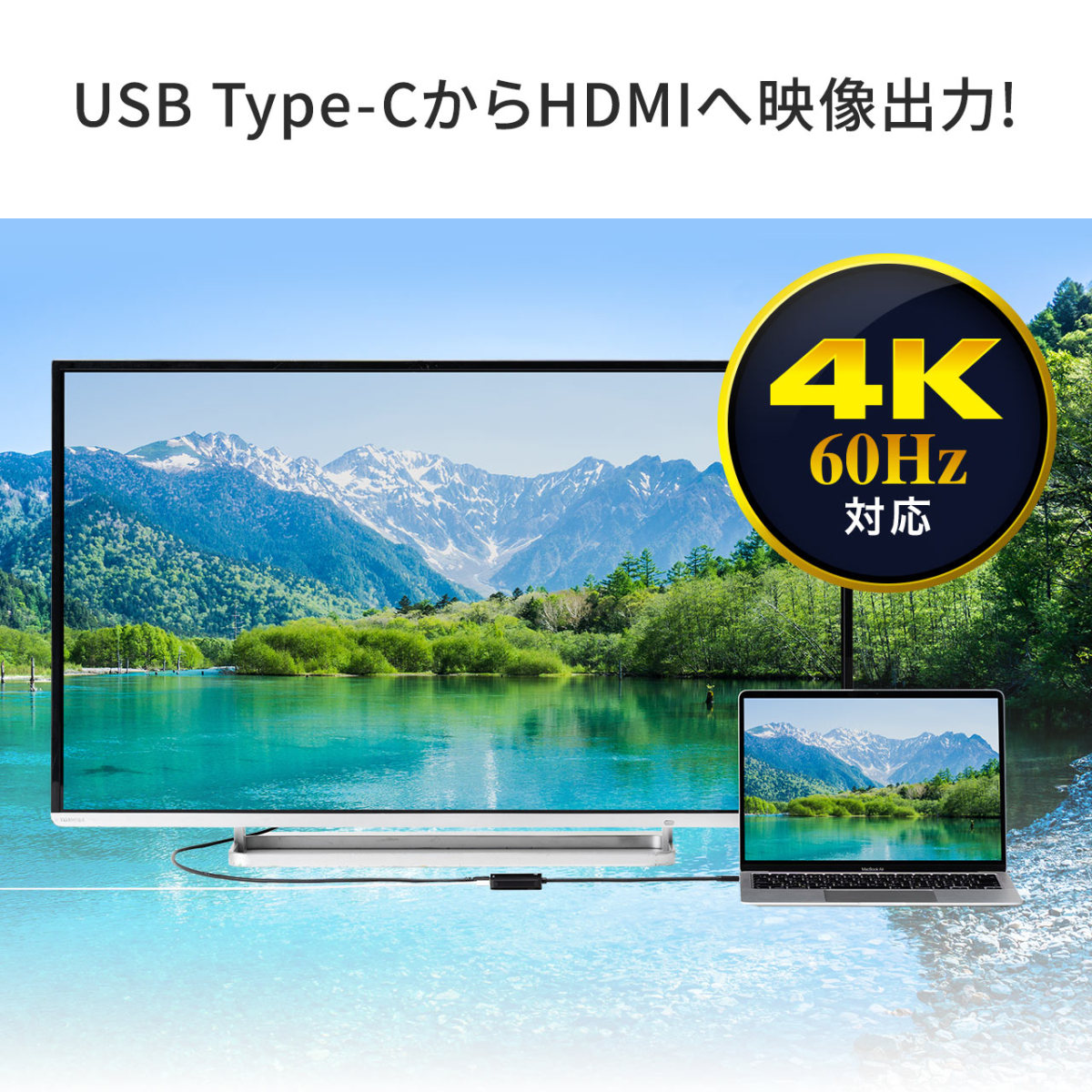 Type-C HDMI 変換アダプター アダプタ 4K/60Hz HDR対応 PD100W Nintendo Switch スイッチ 対応 iPad Pro Air 画面 拡張 複製 ケーブル長20cm 500-KC038｜sanwadirect｜03