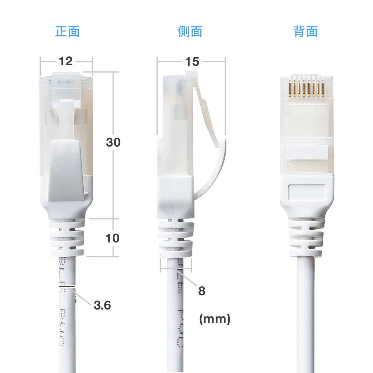 LANケーブル 抗菌 CAT6A カテゴリ6A カテ6A ランケーブル スリム 細径 より線 高速 通信 ケーブル UTP ツメ折れ防止 カバー付き コネクタ 10m 500-LAN6AKK-10｜sanwadirect｜08