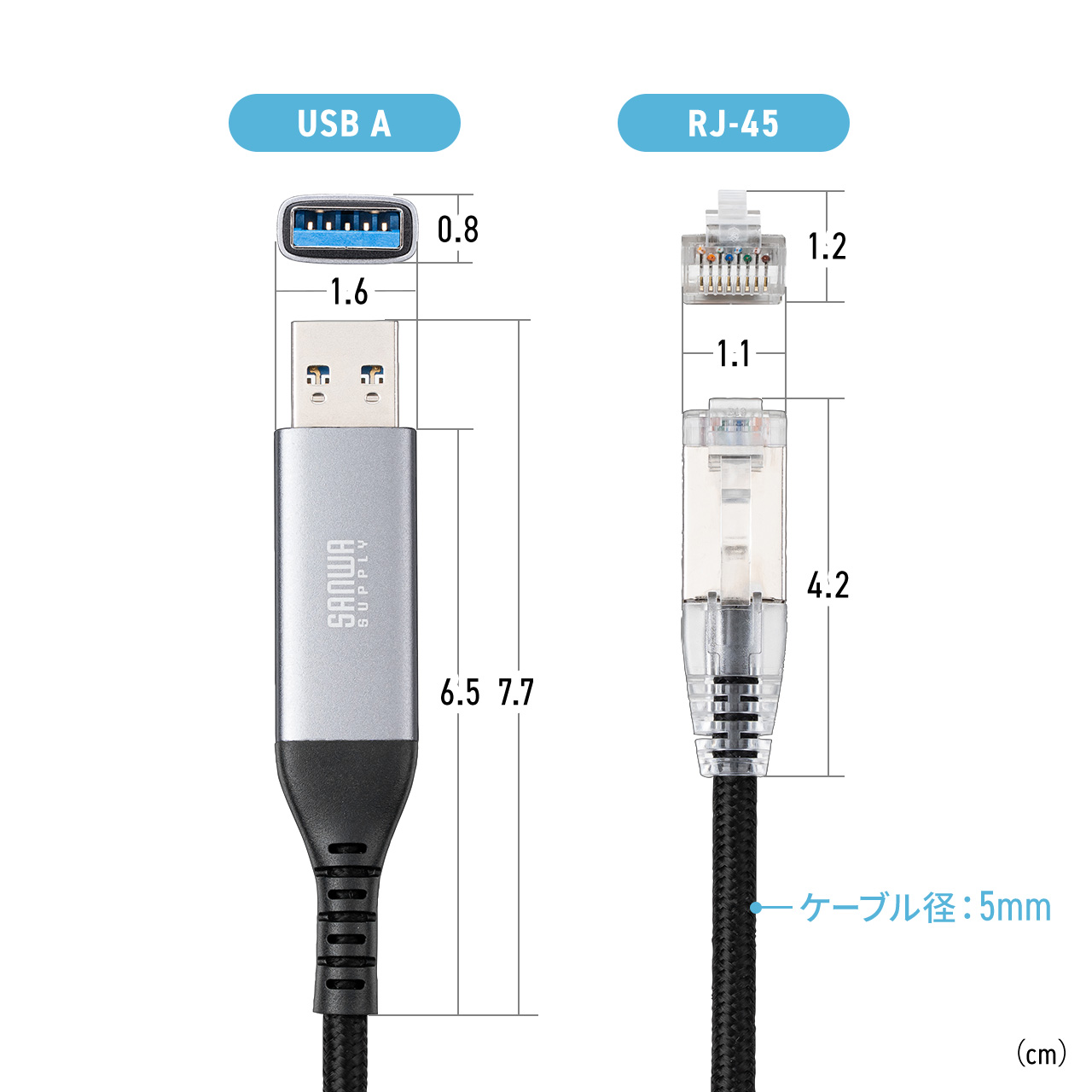 USB LAN 変換ケーブル 1m カテゴリ6 1Gbps USB-A to LAN MACアドレス パススルー機能 対応 挿すだけ 簡単接続 細い スリム メッシュ ケーブル 500-LAN6KASL01 | SANWA SUPPLY | 11