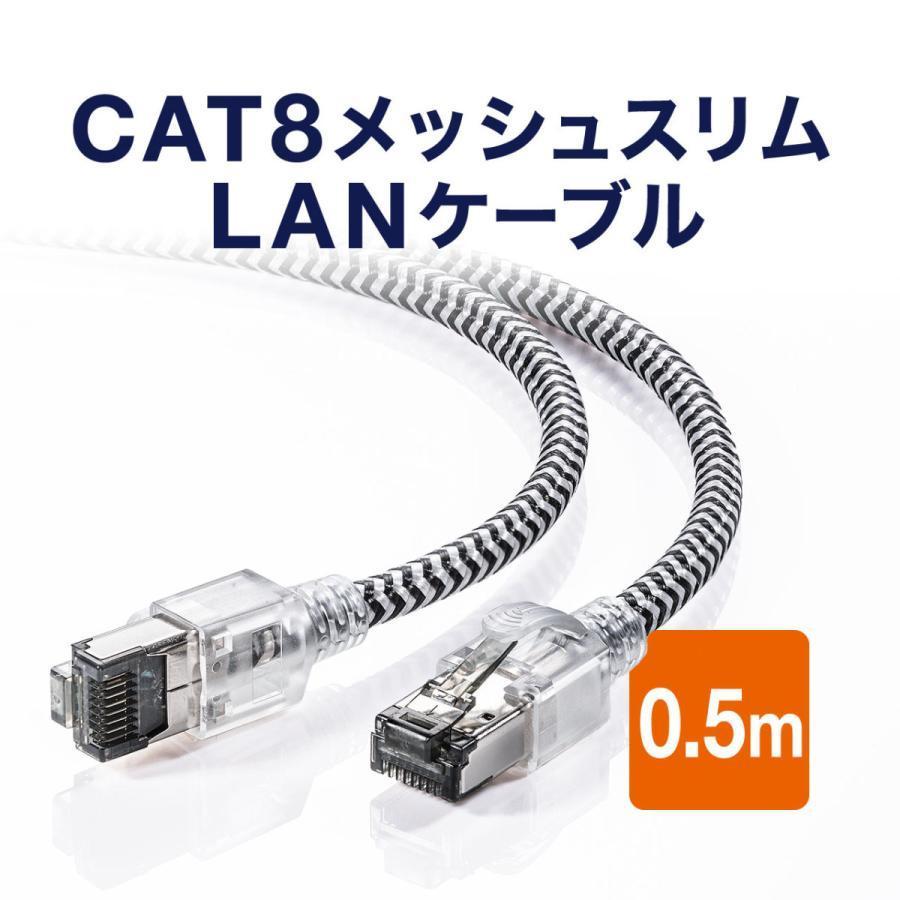 LANケーブル CAT8　カテ8 カテゴリー8 ランケーブル より線 メッシュ 丈夫 断線しにくい スリム 高速 ツメ折れ防止カバー 50cm