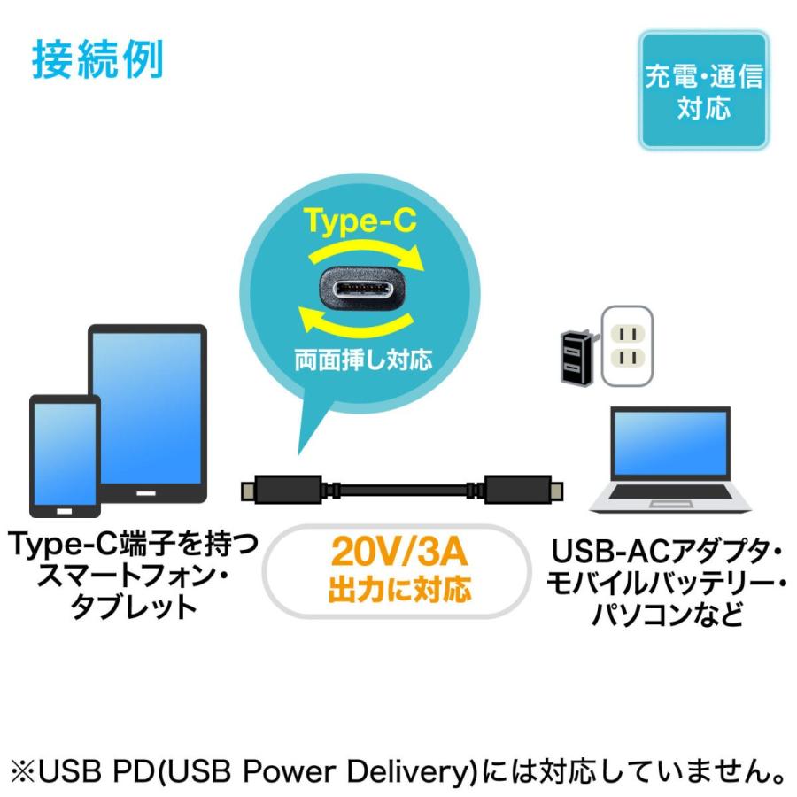 Type-C USB ケーブル USB TypeC ケーブル タイプc 充電ケーブル 50cm 0.5m Gen2 500-USB053-05｜sanwadirect｜03