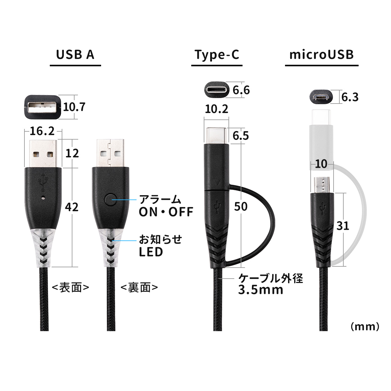 SANWA SUPPLY（サンワサプライ） Type-C ケーブル microUSB 2in1 充電