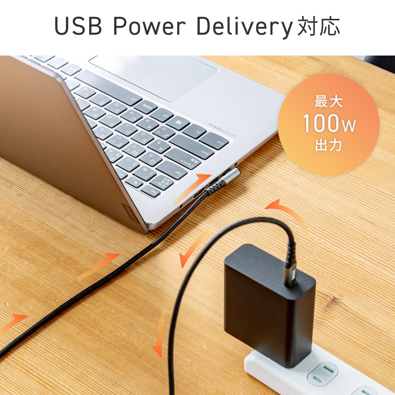 USB Type-C ケーブル L字 USB PD100W シリコンメッシュ 絡まない からみにくい CtoC タイプC USB2.0 充電 データ転送 スマホ タブレット 1m 500-USB079｜sanwadirect｜07