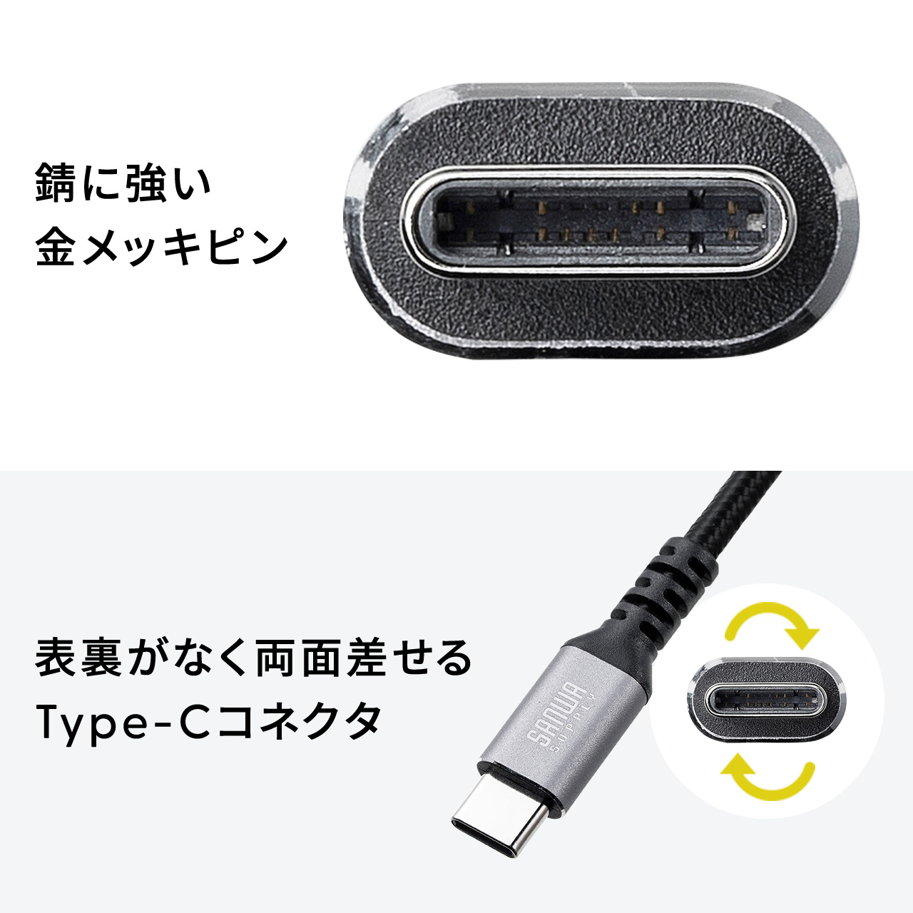 USB Type-Cケーブル 15W ポリエステルメッシュ 高耐久 USB-C AtoC タイプC USB2.0 充電 データ転送 スマホ タブレット Nintendo Switch 2m 500-USB084-2BK｜sanwadirect｜06